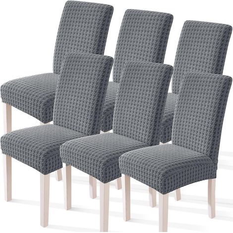 Housses de chaise extensibles, lot de 6, lavables, universelles, gris clair (1/5)