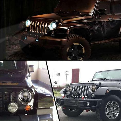 Faro LED redondo de 7 pulsos y 200 W para Jeep (1 píxel) (1/5)