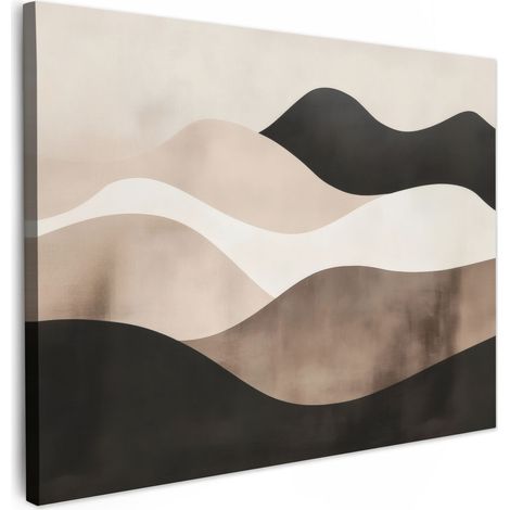 TABLEAU SUR TOILE Abstrait - Paysage - Vagues - Couleur crème Tableau Décoration Murale Salon Tableaux muraux 80x60 cm