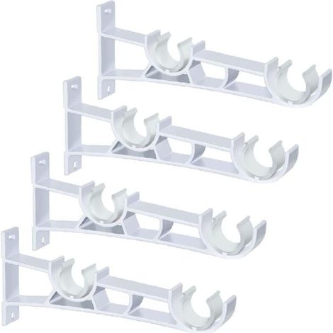 Set mit 4 Doppelgardinenstangenhalterungen, 28 mm – Schwerlast – Weiß (1/5)