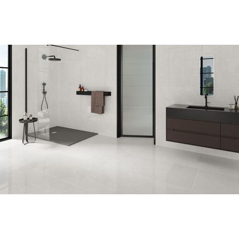 Rouen – Baldosa porcelánica efecto piedra pulida · interior - Perla - 60x120 cm - Caja (1/5)