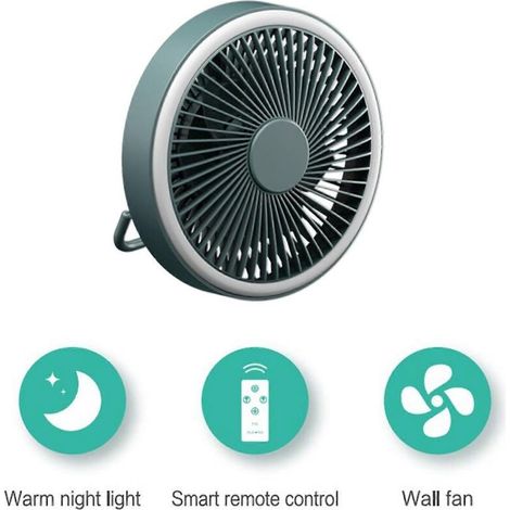 Ventilateur portable rechargeable USB 7 pouces avec télécommande, 3 vitesses, batterie 2000 mAh (1/4)