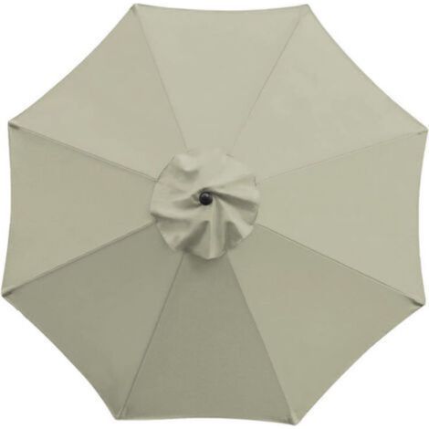 Toile de rechange à 8 baleines pour parasol de jardin, terrasse, cour, plage, piscine, marché (auvent uniquement),vert gris (1/2)