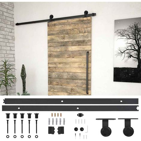 vidaXL Kit de herrajes para puertas correderas SKIEN acero negro 183cm (1/4)