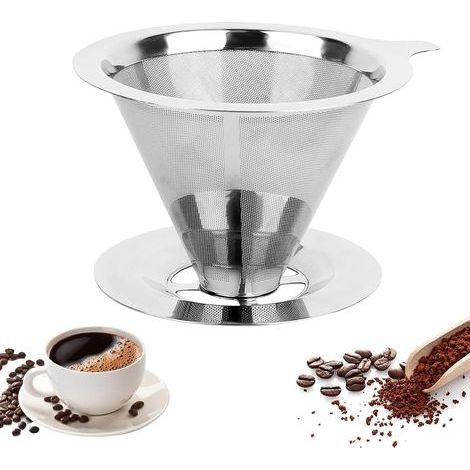 Filtre à Café à Goutte Lente Embout Café Filtre Inox Résistant Aux Hautes Températures - Passoire à Café Porte Filtre à Café Pour La Préparation Manuelle Du Café, Filtres à Café Faciles à Nettoyer (1/5)