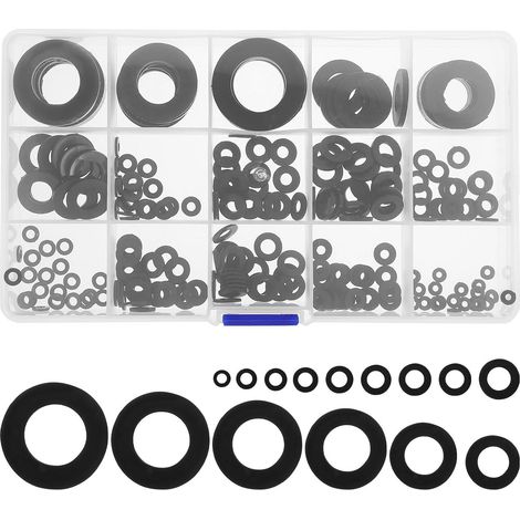 Rondelles Plates de Robinet Noir en Plastique 215 Pièces (1/5)