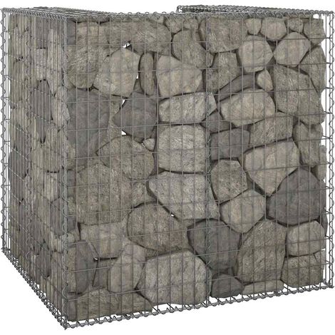 vidaXL Muro gaviones para contenedor basura galvanizado 110x100x110 cm (1/5)