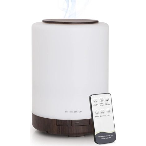 Diffusore di aromi,300 ml,diffusore a 7 colori,LED,spegnimento automatico in caso di mancanza d'acqua,marrone scuro (1/5)