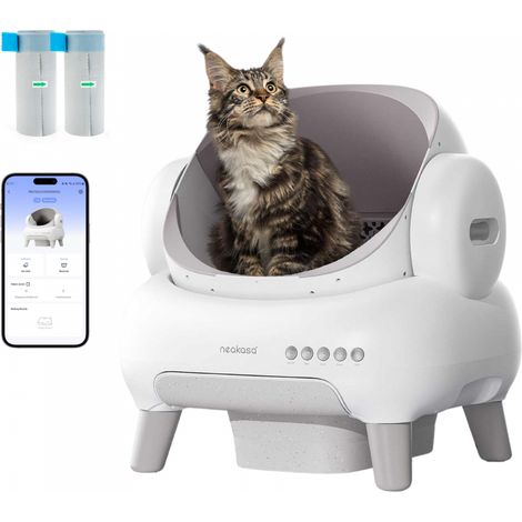 NEAKASA Litière automatique pour grands chats - Grande ouverture - Blanc - NEAKASA