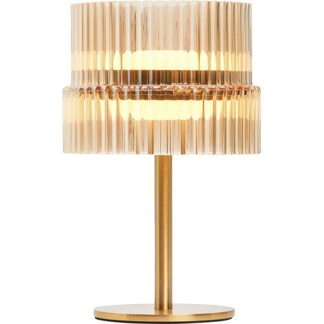 Visconte Lusso Bronze Integrated LED Table Lamp With Amber Tinted Glass Shade (1/5)