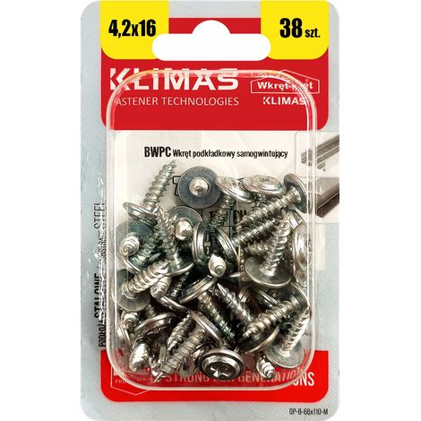 Vis Autotaraudeuses À Rondelle Klimas, 4.2 x 16 mm, Pour Métal Et Bois, Zinguées, Blister 38 Pièces (1/5)