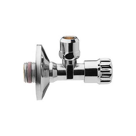 Robinet d&39angle ASW 1/2 &quotx 3/8&quot 422504 chromé , auto-étanche, avec rosace