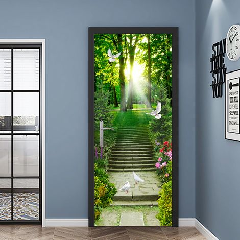 (38,5 x 200 cm x 2 pièces) Autocollants de porte effet 3D 45 (1/5)