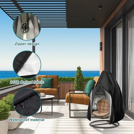 Schutzhülle für Hängesessel wasserdichte Schutzhülle Swing Egg Chair Cover 210D Oxford Schutzhülle für Hängesessel Stoffhülle mit Reißverschluss 115 (1/4)