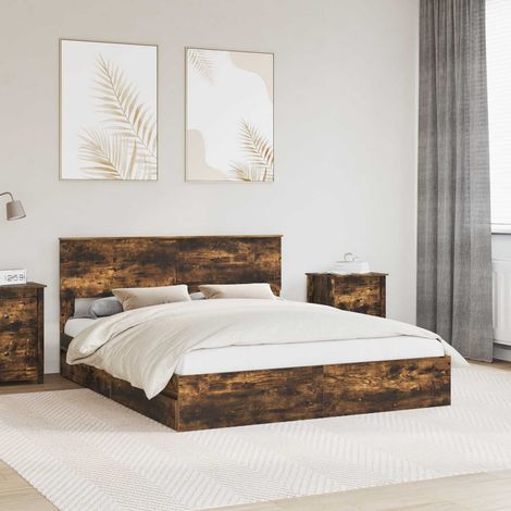 Aufbewahrungsbett Geräucherte Eiche 160 x 200 cm Holzwerkstoff
