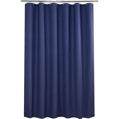 Petit Rideau de Douche d'Angle 36x72 Pouces (91x183cm) - Bleu Marine Demi-Taille - Tissu Étroit pour Décoration Salle de Bain - avec Crochets (1/5)