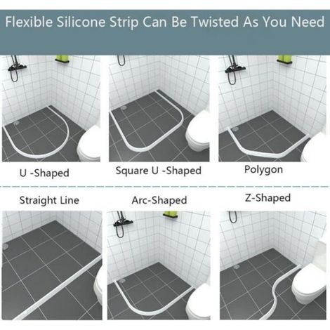 Seuil de douche en silicone 1 mBarrière d'eau pour pièces humidesFlexible et résistant à la corrosion16mm large x 30mm (1/5)