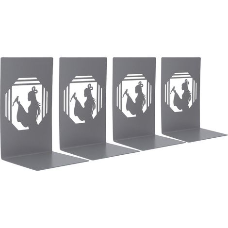 Lot de 4 serre-livres métalliques antidérapants, design élégant unique, décoratifs de bureau, portables, pour exprimer l'amour. (1/5)