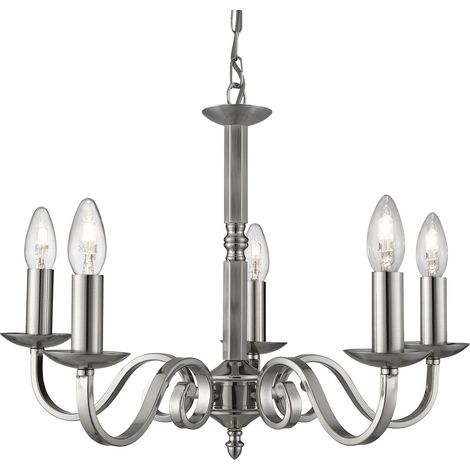 Lampadario Contemporaneo Richmond Acciaio Argento 5 Luci E14 (1/5)