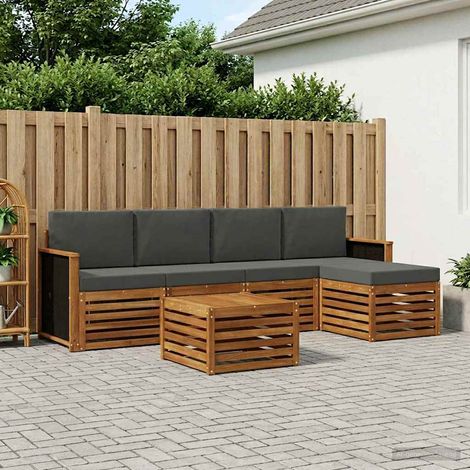 vidaXL Conjunto de sofás de exterior 6 uds. Natural y Antracita (1/5)
