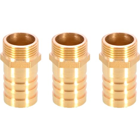 3 pièces de raccords de tuyau d'arrosage cannelés en laiton - Connecteur coupleur de 25 mm à tuyau mâle BSP fileté de 3/4" - Adaptateur de tuyau (1/3)