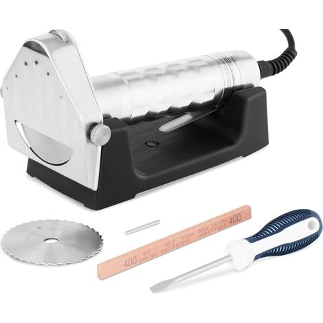 Cuchillo eléctrico para kebab, liso, dentado, con afilador y soporte, 0-6 mm, 80 W (1/5)