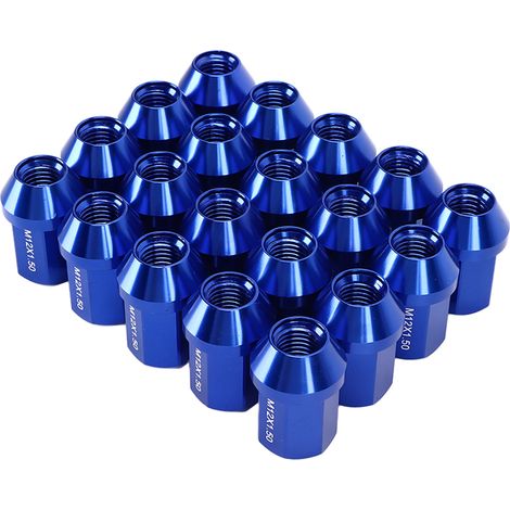 M12x1,5 35mm 6061 Aluminium Radmuttern, geschlossenes Ende, Satz mit 20 Stück, blau, kompatibel mit Chevrolet Camaro 1983-2002, Ersatz. (1/5)