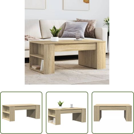 Table basse chêne sonoma -  Table basse chêne sonoma 102x55x42 cm bois d'ingénierie (1/5)