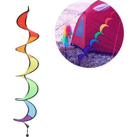 Décorations de tente de camping : fanion arc-en-ciel, moulin à vent, parasol, corde à suspendre, bande de vent rotative colorée pour enfants (1/5)