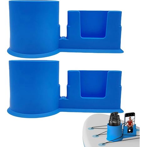2 Pièces Bleu Porte-Gobelet de Planche à Pagaie, Porte-Gobelet Multifonctionnel Universel pour Kayak, Anti-Renversement (1/5)