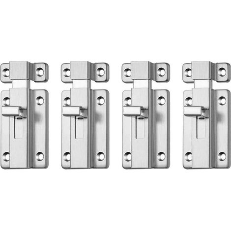 4 Pcs Loquet,3'' Targette en Acier Inoxydable,Loquet de porte coulissante,pour Salle de Bain,Toilettes,abri,Chambre avec Verrou à déclic,Installation Facile (1/5)