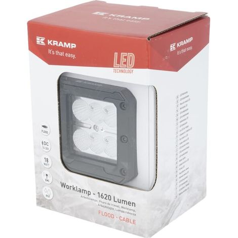 Lampada da lavoro a LED, quadrata, 18W 1620 lm 10/30V luce diffusa Kramp LA10092 (1/5)