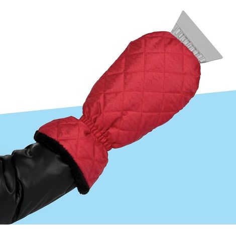 Gant scraper to glace and to snow for windshield, double of polaire of quality and waterproof, for car, 1 package (red) (1/5)
