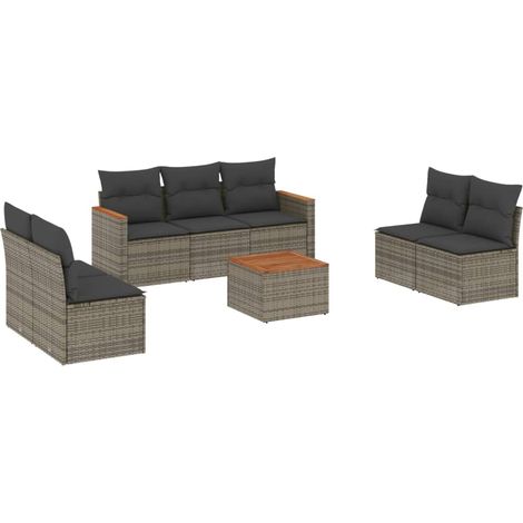Maison Exclusive - 8-tlg. Garten-Sofagarnitur mit Kissen Grau Pol