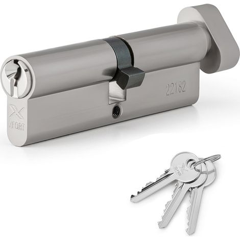 Serrure à cylindre européen 45T/50 chromée (95mm), serrure à barillet pour porte européenne avec 3 clés, serrure de porte anti-choc, anti-perçage, anti-crochetage avec clé. (1/5)