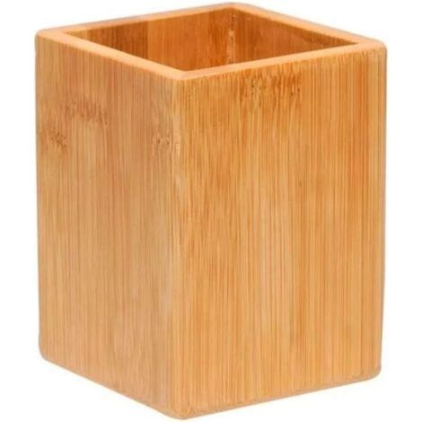 Pot à Crayons Bois, Gobelet Brosse à Dent Bambou, Organisateur Ensemble Simple, Convient pour l'école, le Bureau et la Maison, Accessoire et Cadeau de Bureau Parfaits (1/5)