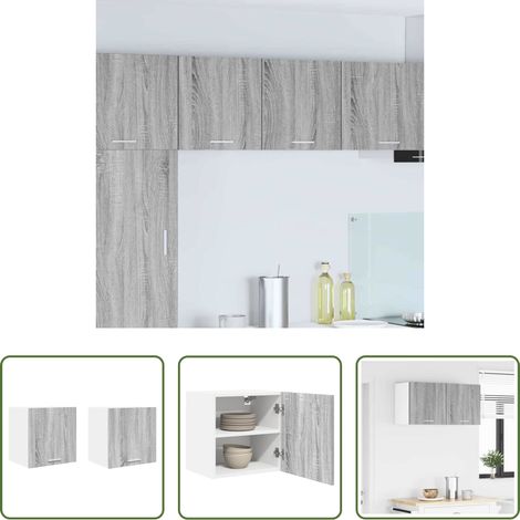 Hängeschrank -  Hängeschrank mit Tür 2 pcs Grau Sonoma und Weiß 40 x 31 x 40 cm (1/5)