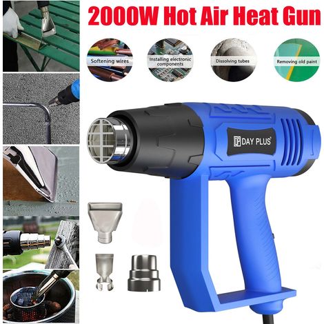 Pistolet à air chaud + 3 buses pour l'artisanat, la rétraction de PVC, la réparation de téléphone et le décapage de peinture