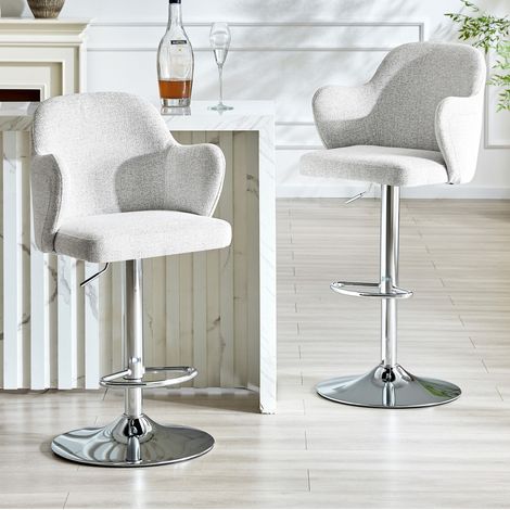 MEUBLIV Set di 2 sgabelli da bar regolabili 45x37,6x118 cm grigio chiaro girevoli (1/5)