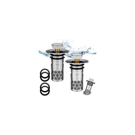 Bouchon Pop Up Universel Argenté 34 40mm Bonde de Lavabo avec Filtre Anti Clogging pour Salle de Bain et Cuisine