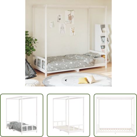 vidaXL Bois de pin - Cadre de lit pour enfants blanc 90x190 cm bois de pin massif (1/5)