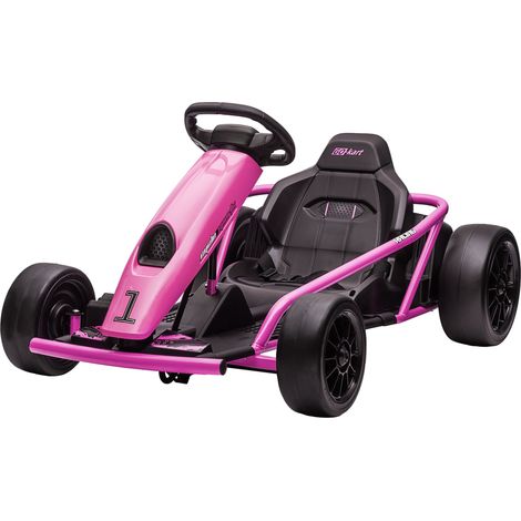 24V Electric Go Kart for Kids, Drift Ride-On Racing Go Kart 2 Speeds, for Boys Girls Aged 8-12 Years Old, Pink (1/5)