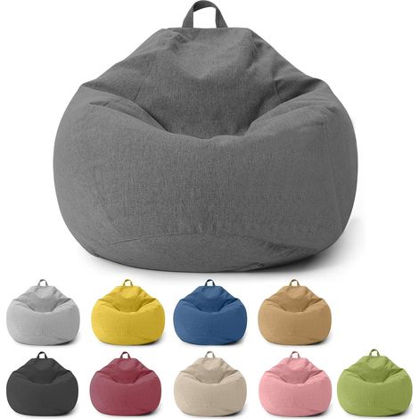 Pouf pour enfants et adultes - Housse uniquement (sans rembourrage) - Pouf pour chambre à coucher, bureau, salon, terrasse (gris foncé) (1/5)