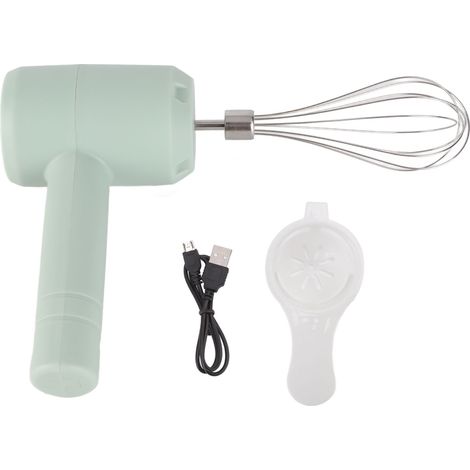 Batteur électrique à main automatique rechargeable USB, portable et sans fil, pour la pâtisserie (gâteaux, œufs, crèmes), couleur cyan clair.