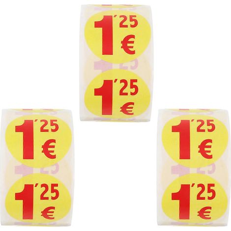 1500 étiquettes autocollantes rondes de prix de 1,25 € pour supermarché-3.8X3.8X0.05CM-Yellow (1/2)