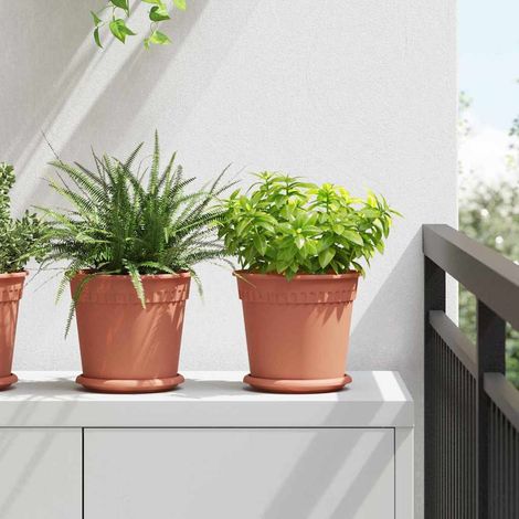 Runder Blumentopf 6 pcs Ziegelrot Ø 19 x 16 cm Kunststoff