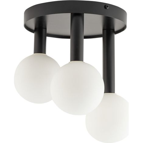 Plafonnier Perla noir 3 globes verre blanc G9 Sigma (1/3)