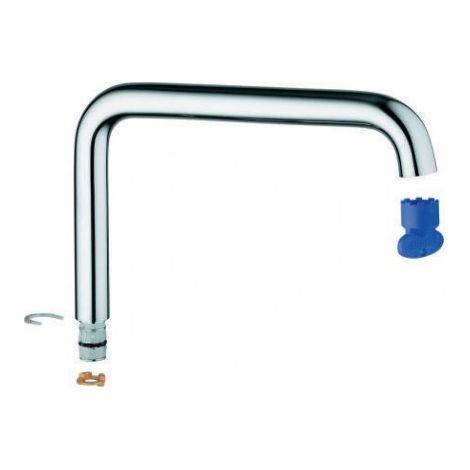GROHE Bec en L 13376, bec tubulaire pivotant, pour mitigeur monocommande d'évier Essence, chrome, 13376000 (1/3)