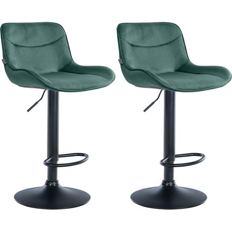 Lot de 2 tabourets de bar pivotant forme ergonomique surpiqûres décoratives en velours vert cadre en métal noir 100006602 (1/5)
