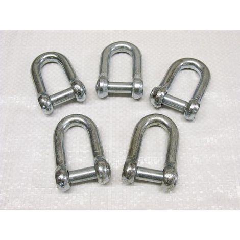 x5 8MM Galvanised Commercial Dee Shackles With Countersunk Pin - Chain Connect Caravan Tether Flush (1/2)